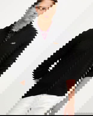 Aeronautica Militare cardigan din bumbac culoarea negru, MA1580UL00506