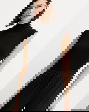 BOSS vestă de lână culoarea negru, light, cu turtleneck, 50544998