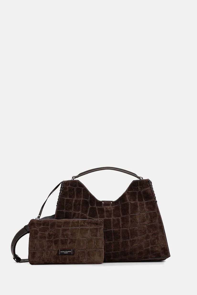 Gianni Chiarini geantă de mână din piele întoarsă AURORA culoarea maro, BS.11846.CM