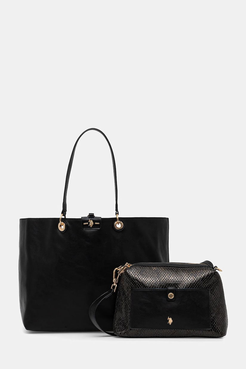 U.S. Polo Assn. poșetă cu două fețe Axtell Reversible culoarea negru, BIU4A8904WVP