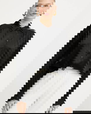 Silvian Heach cămașă BOTHA culoarea negru, cu guler clasic, relaxed, GPA25318CA