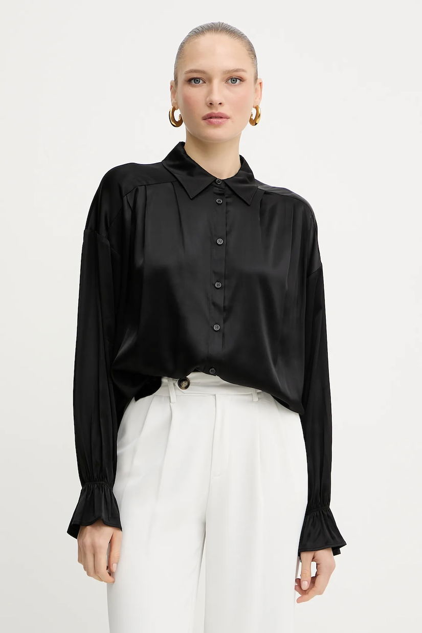 Silvian Heach cămașă BOTHA culoarea negru, cu guler clasic, relaxed, GPA25318CA