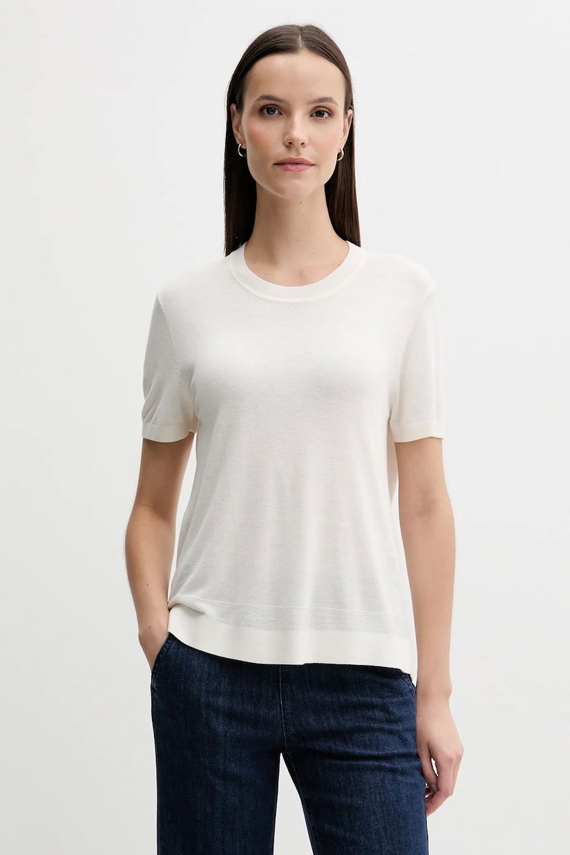 United Colors of Benetton tricou cu mânecă lungă culoarea bej, 1ZRED10BK