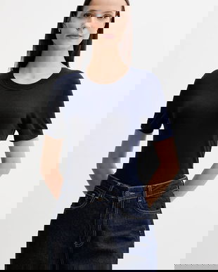 United Colors of Benetton tricou cu mânecă lungă culoarea bleumarin, 1ZRED10BK