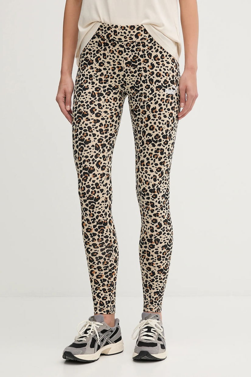 Puma colanți culoarea bej, cu imprimeu, 688085