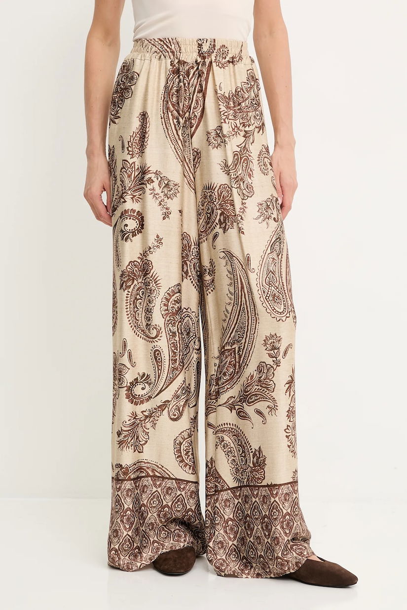 Answear.LAB pantaloni culoarea maro, drept, high waist