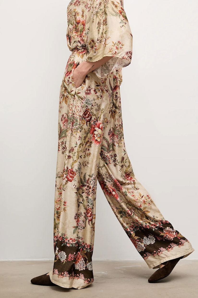 Answear.LAB pantaloni culoarea bej, drept, high waist