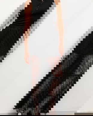 Answear.LAB fusta culoarea negru, maxi, evazati