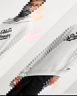 New Balance hanorac de bumbac culoarea gri, cu glugă, melanj, MT53902AHH