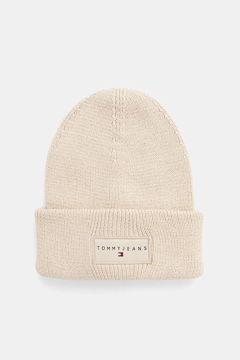 Tommy Jeans căciulă din bumbac culoarea bej, AM0AM13666