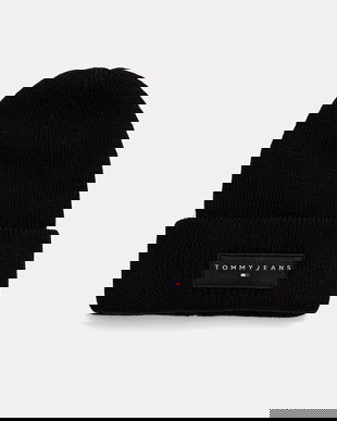 Tommy Jeans căciulă din bumbac culoarea negru, AM0AM13666