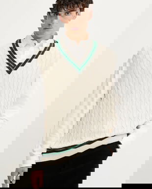 Abercrombie & Fitch vestă din bumbac culoarea bej, KI120-5140-150