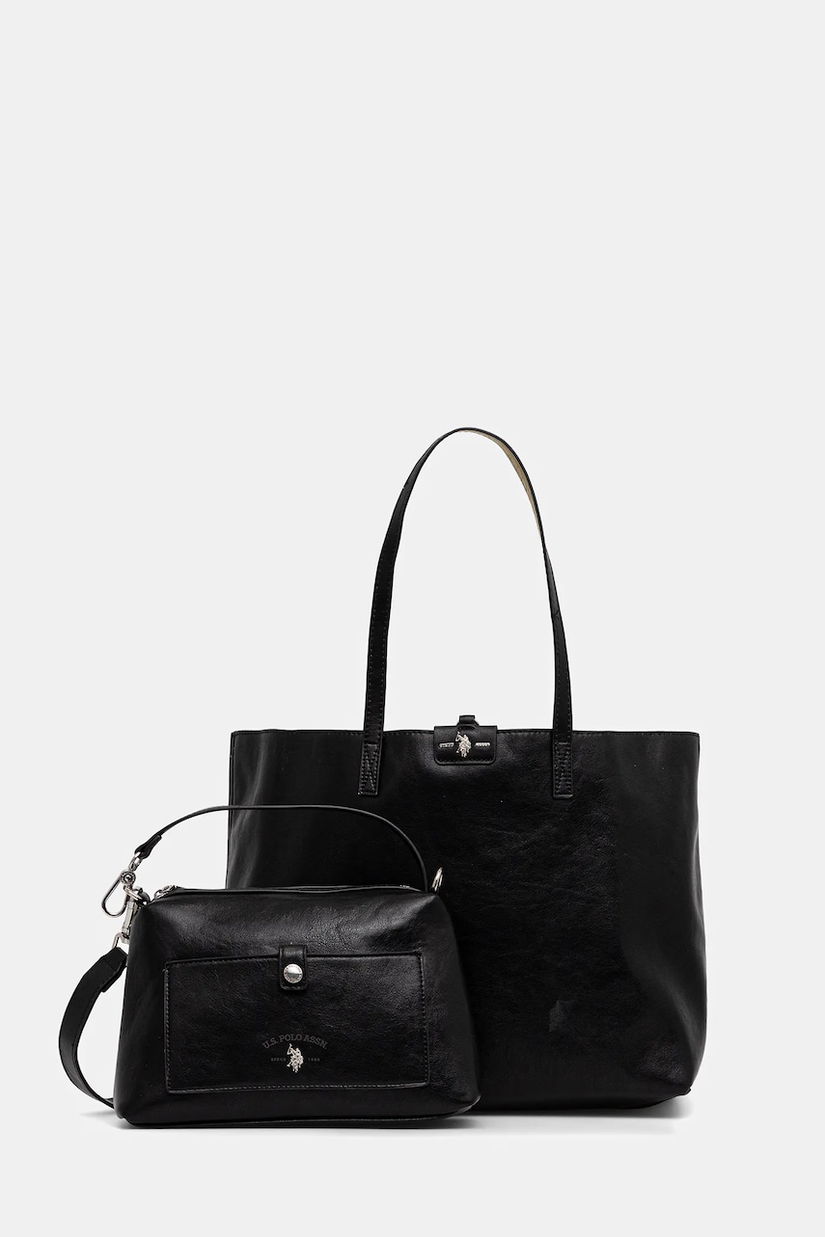 U.S. Polo Assn. poșetă cu două fețe Axtell Reversible culoarea negru, BIU4A8905WVP