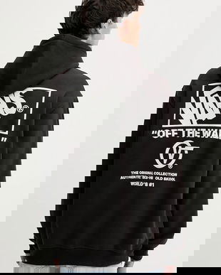 Vans bluză culoarea negru, cu glugă, cu imprimeu, VN000PGMY281