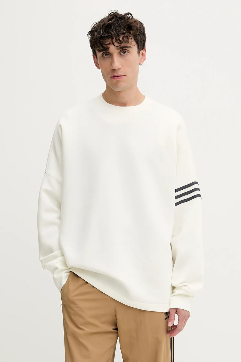 adidas Originals bluză culoarea bej, cu imprimeu, JW7919