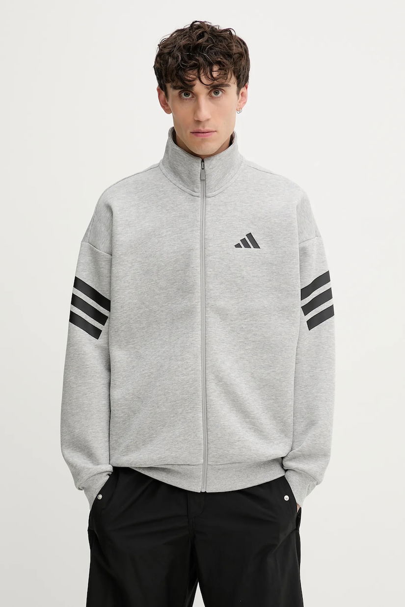 adidas bluză Future Icons culoarea gri, cu imprimeu, JD4886