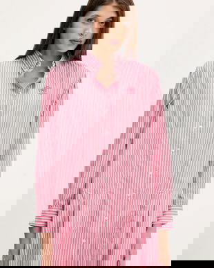 Tommy Jeans rochie din bumbac culoarea roz, mini, evazați, DW0DW21786