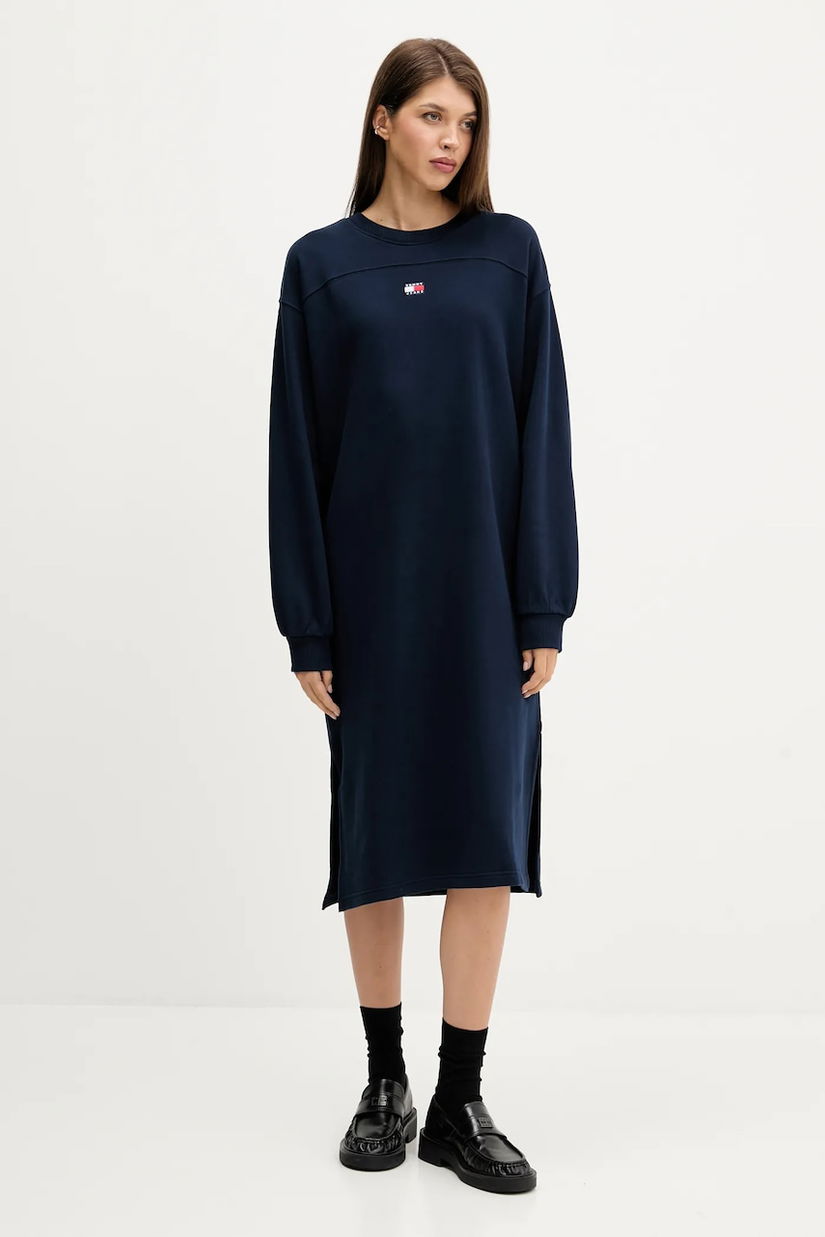 Tommy Jeans rochie din bumbac culoarea bleumarin, mini, oversize, DW0DW21484