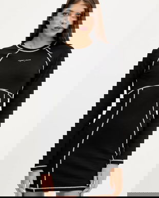 Tommy Jeans rochie culoarea negru, mini, evazați, DW0DW21465