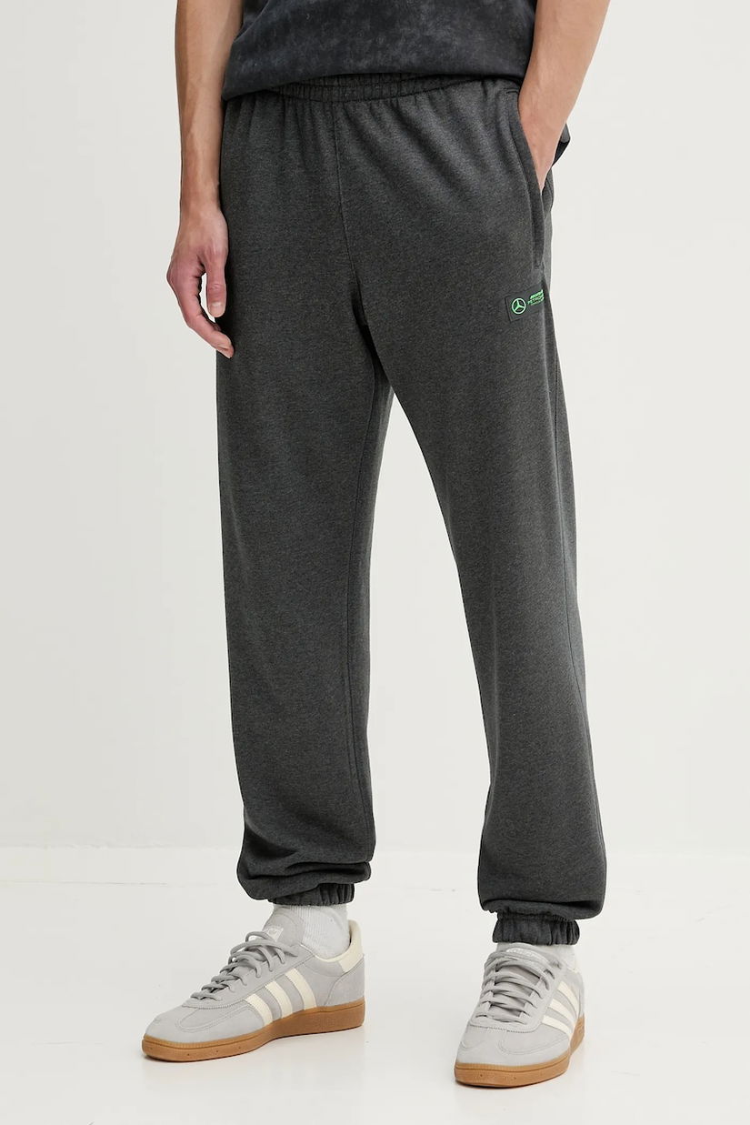 adidas pantaloni de trening din bumbac x Mercedes culoarea gri, melanj, JX8777