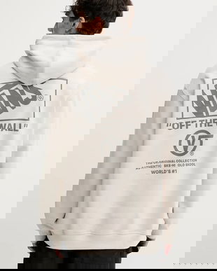 Vans bluză culoarea bej, cu glugă, cu imprimeu, VN000PGMEN91