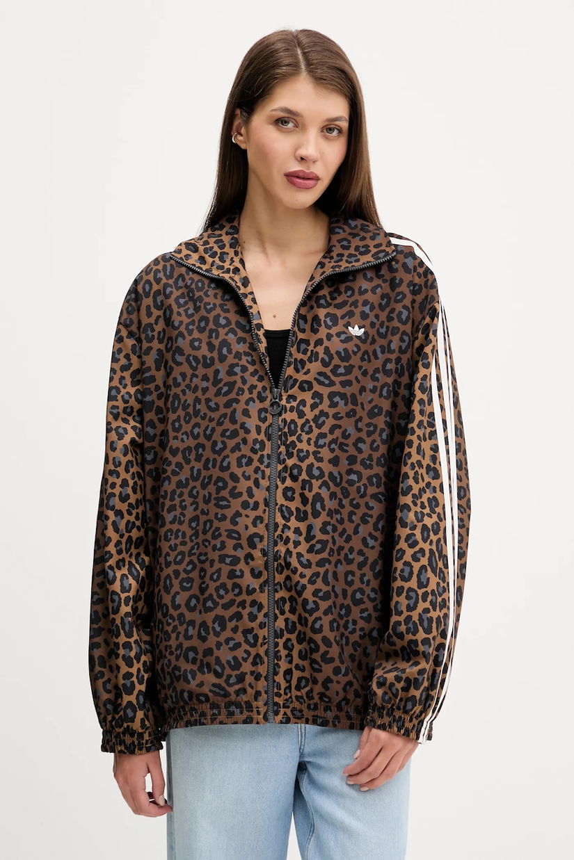 adidas Originals bluză culoarea maro, cu imprimeu, JW7301