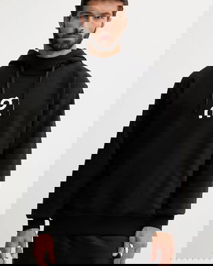 On bluză Club culoarea negru, cu glugă, cu imprimeu, 1ME10030553