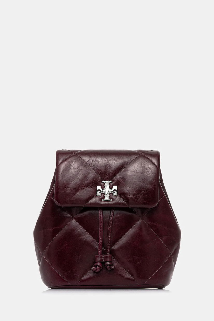 Tory Burch ghiozdan de piele Kira Diamond Quilt culoarea roșu, mic, uni, 174844.500
