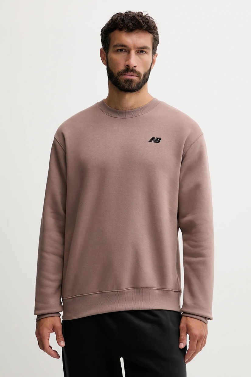 New Balance bluză culoarea maro, cu imprimeu, MT53529EAS