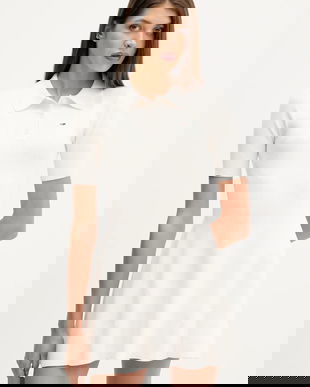 Tommy Jeans rochie culoarea bej, mini, evazați, DW0DW21471