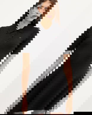 Tommy Jeans rochie culoarea negru, mini, evazați, DW0DW21471