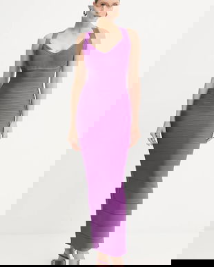 Herve Leger rochie Sutton culoarea violet, maxi, mulata, HLT8497963