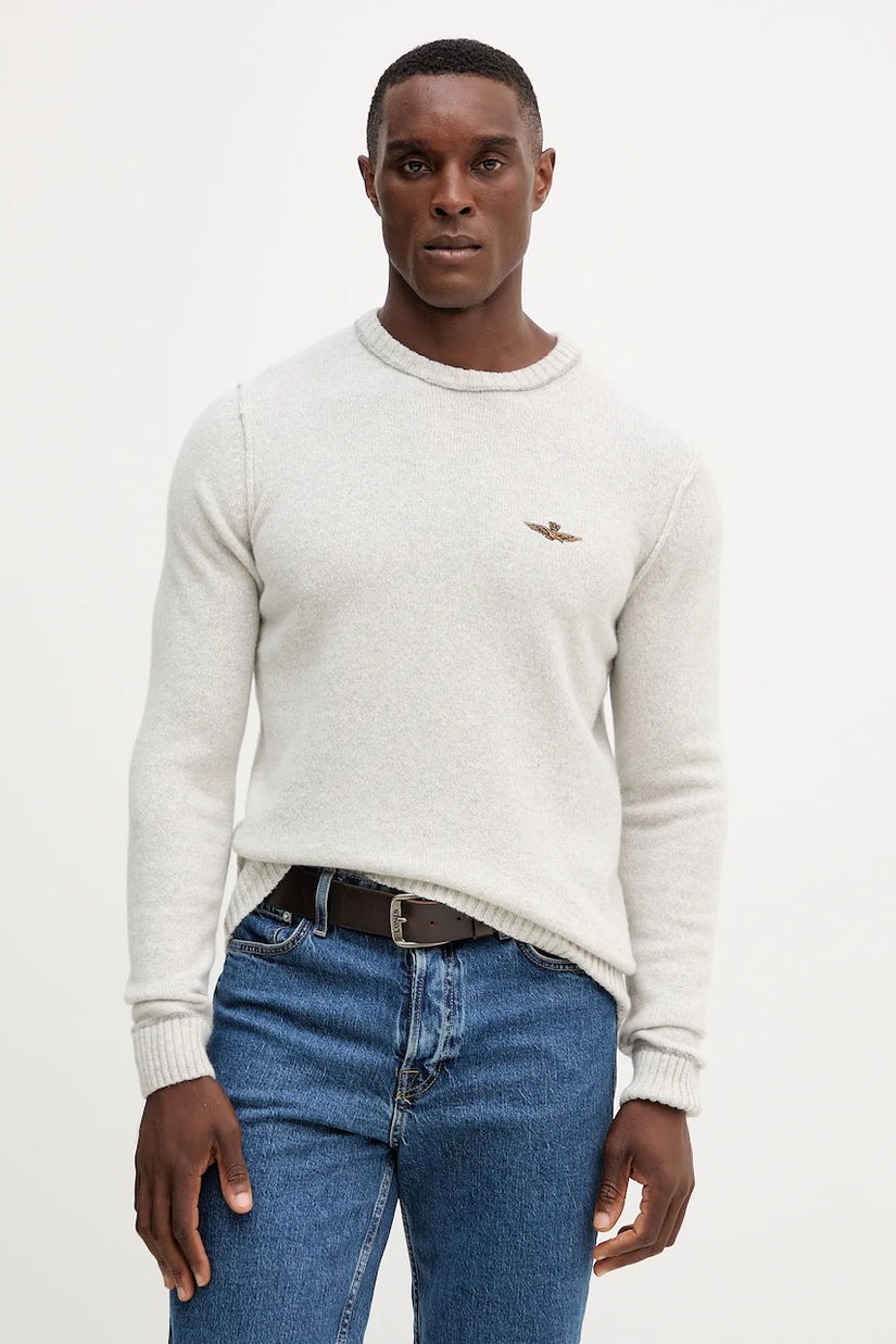 Aeronautica Militare pulover de lână culoarea gri, MA1608UL00924