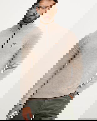 Aeronautica Militare pulover de lână culoarea bej, light, cu turtleneck, MA1570UL00415