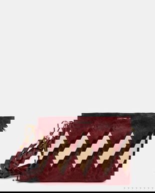 Coccinelle geanta de mână din piele întoarsă BOHEME NEW GEOMET.PATCH culoarea bordo, E1.T66.58.01.01