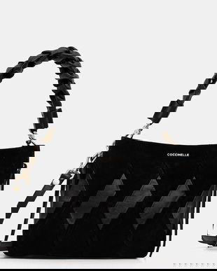 Coccinelle geanta de mână din piele întoarsă BOHEME NEW GEOMET.PATCH culoarea negru, E1.T66.58.01.01