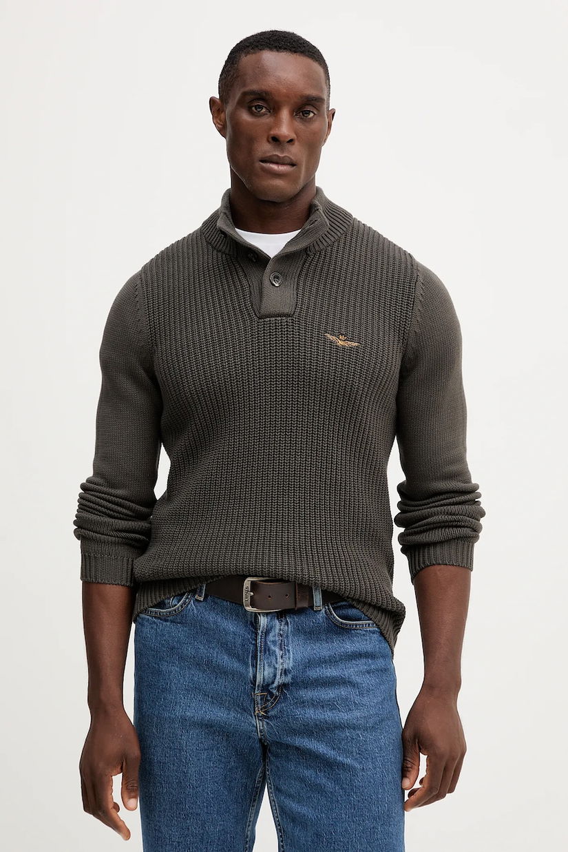 Aeronautica Militare pulover de bumbac culoarea gri, light, cu turtleneck, MA1572UL00409