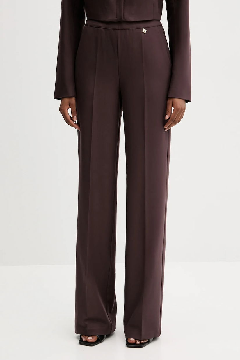 Silvian Heach pantaloni FOLEY culoarea maro, lat, high waist, GPA25486PA