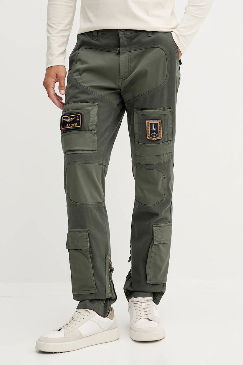 Aeronautica Militare pantaloni culoarea verde, cu fason cargo, PA1664UCT04241