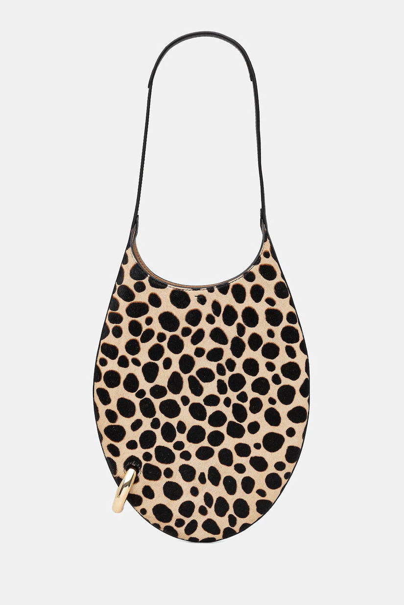 Tory Burch geantă de piele Pierced Haircalf culoarea bej, 171730.960