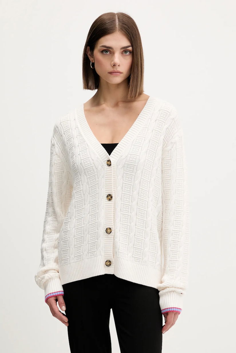 Tommy Jeans cardigan din bumbac culoarea bej, light, DW0DW21681