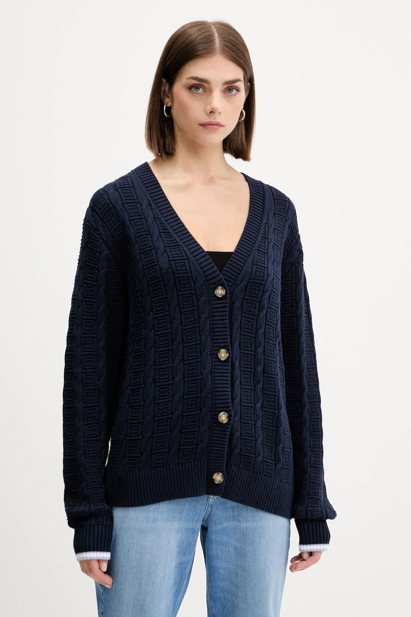 Tommy Jeans cardigan din bumbac culoarea bleumarin, light, DW0DW21681