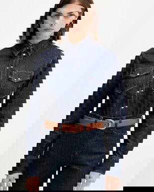 Tommy Jeans cămașă jeans culoarea bleumarin, cu guler clasic, regular, DW0DW21653