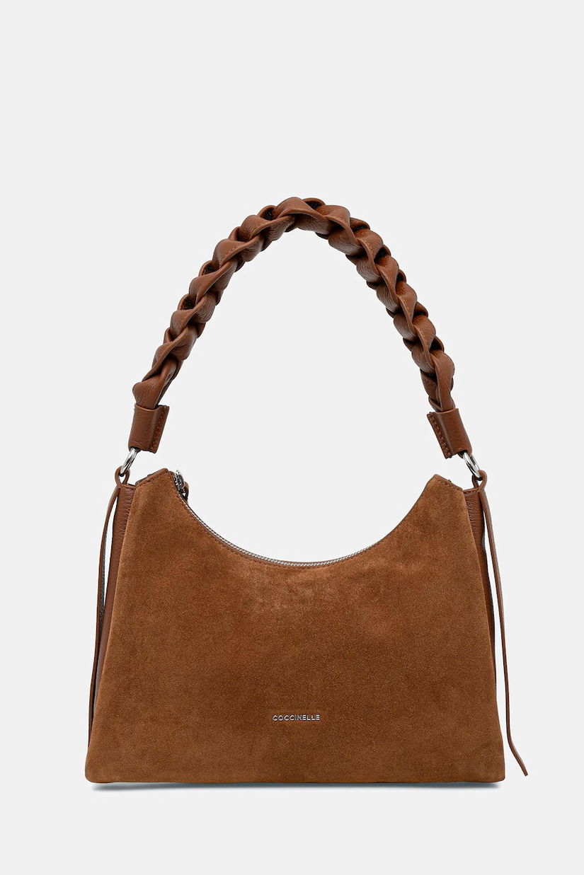 Coccinelle geanta de mână din piele întoarsă BOHEME SUEDE BIMATERIAL culoarea maro, E1.P6P.13.03.01