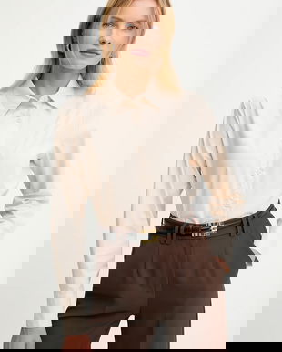 Answear.LAB camasa din bumbac culoarea bej, cu guler clasic, regular