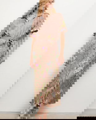 Answear.LAB rochie culoarea maro, maxi, drept