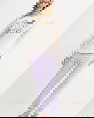 United Colors of Benetton set de pijama de bumbac x DISNEY culoarea bej, bumbac, 3VD03P03E