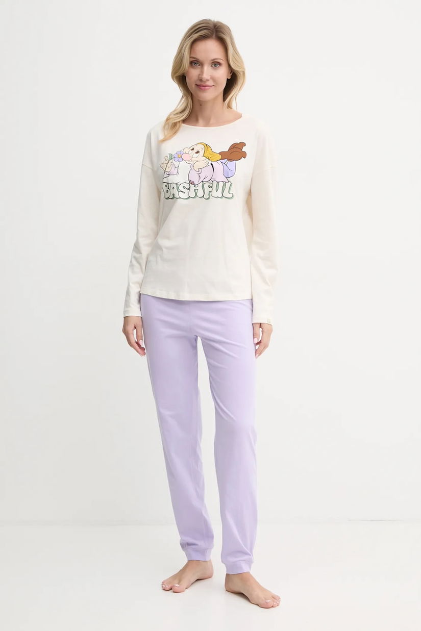 United Colors of Benetton pijamale de bumbac x DISNEY culoarea bej, bumbac, 3VD03P03E