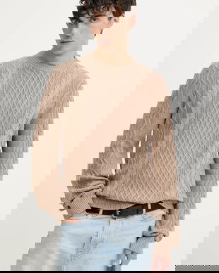 Tommy Jeans pulover de bumbac culoarea maro, light, DM0DM22101