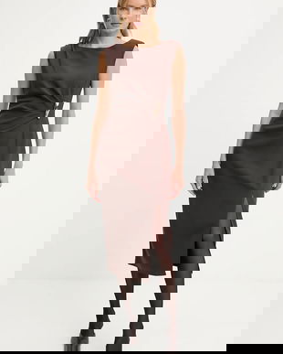 Answear.LAB rochie culoarea maro, midi, mulata